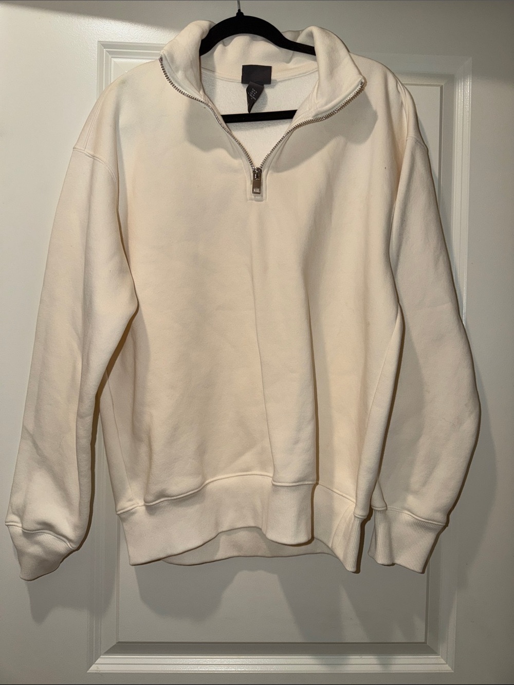 H&M Men's Cream Half-Zip Pullover Sweater
